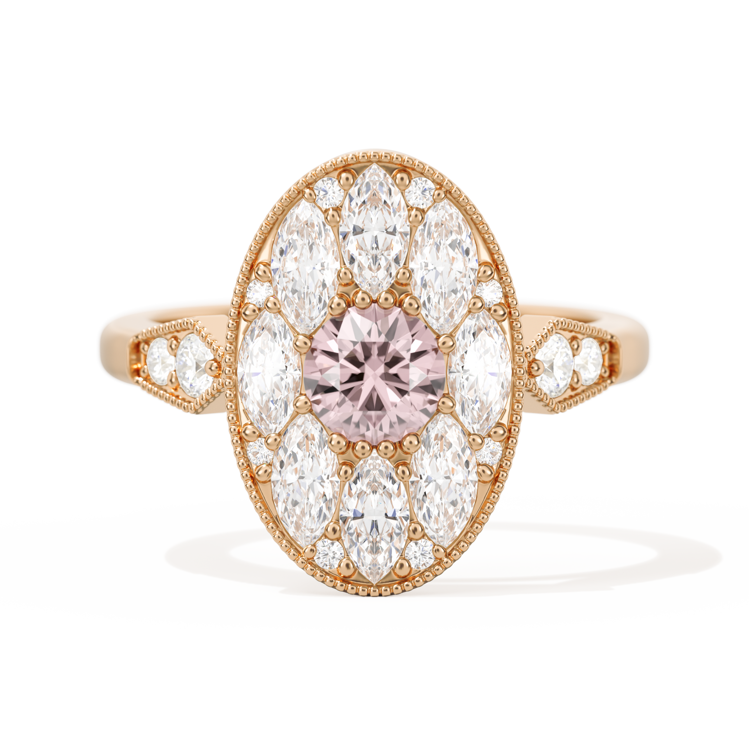 Round with Feather Marquise