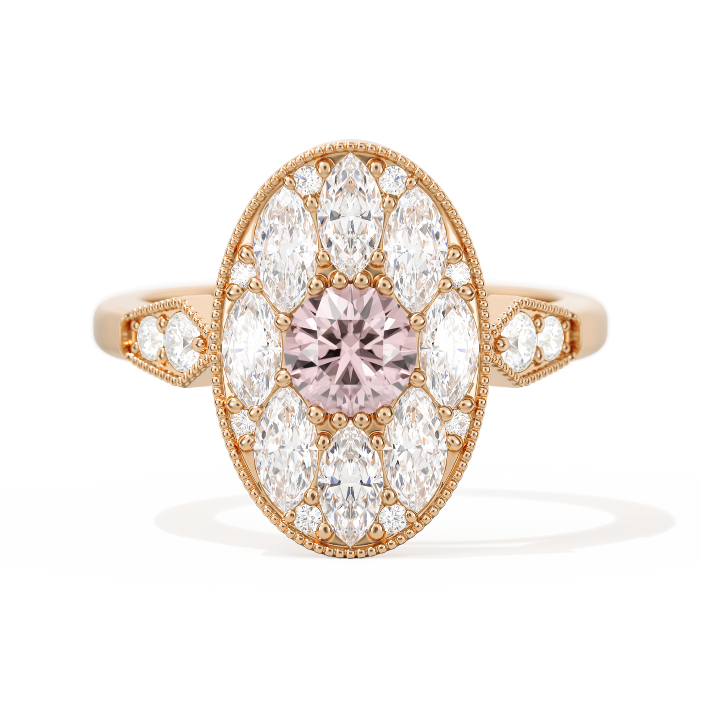 Round with Feather Marquise