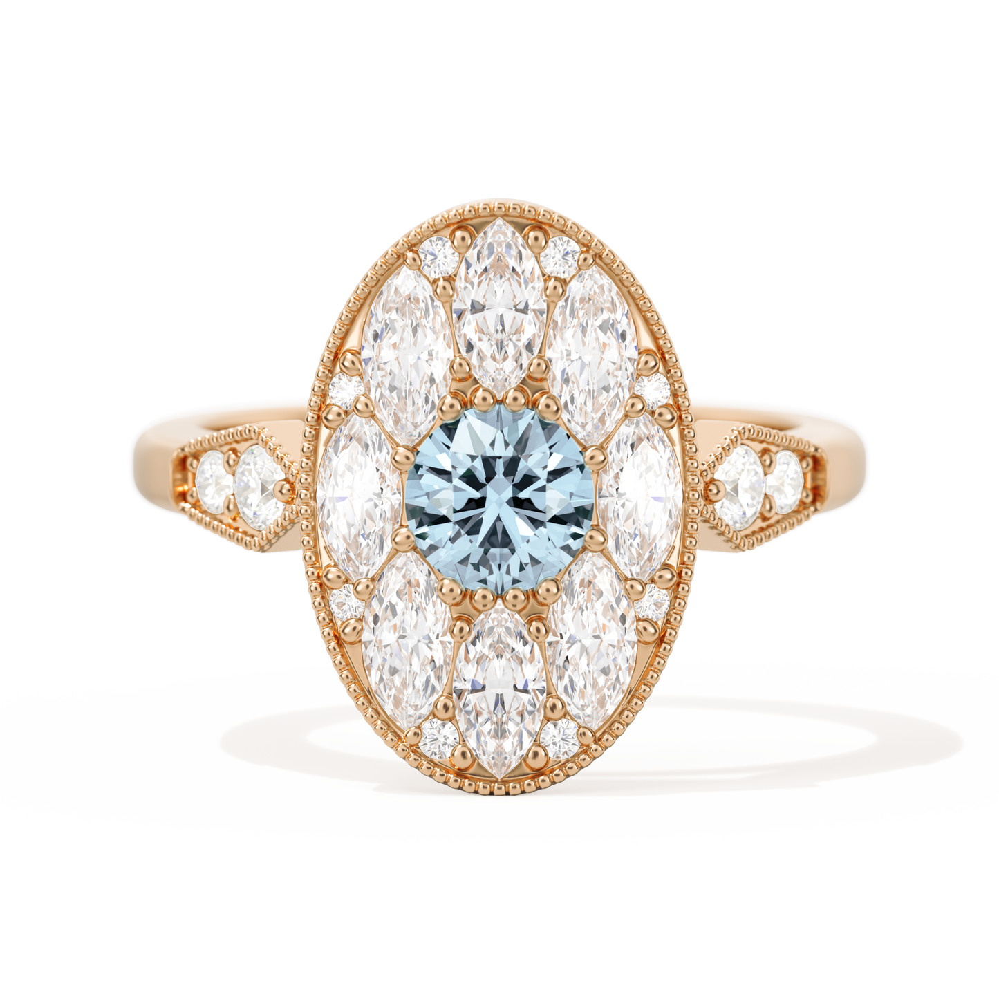 Round with Feather Marquise