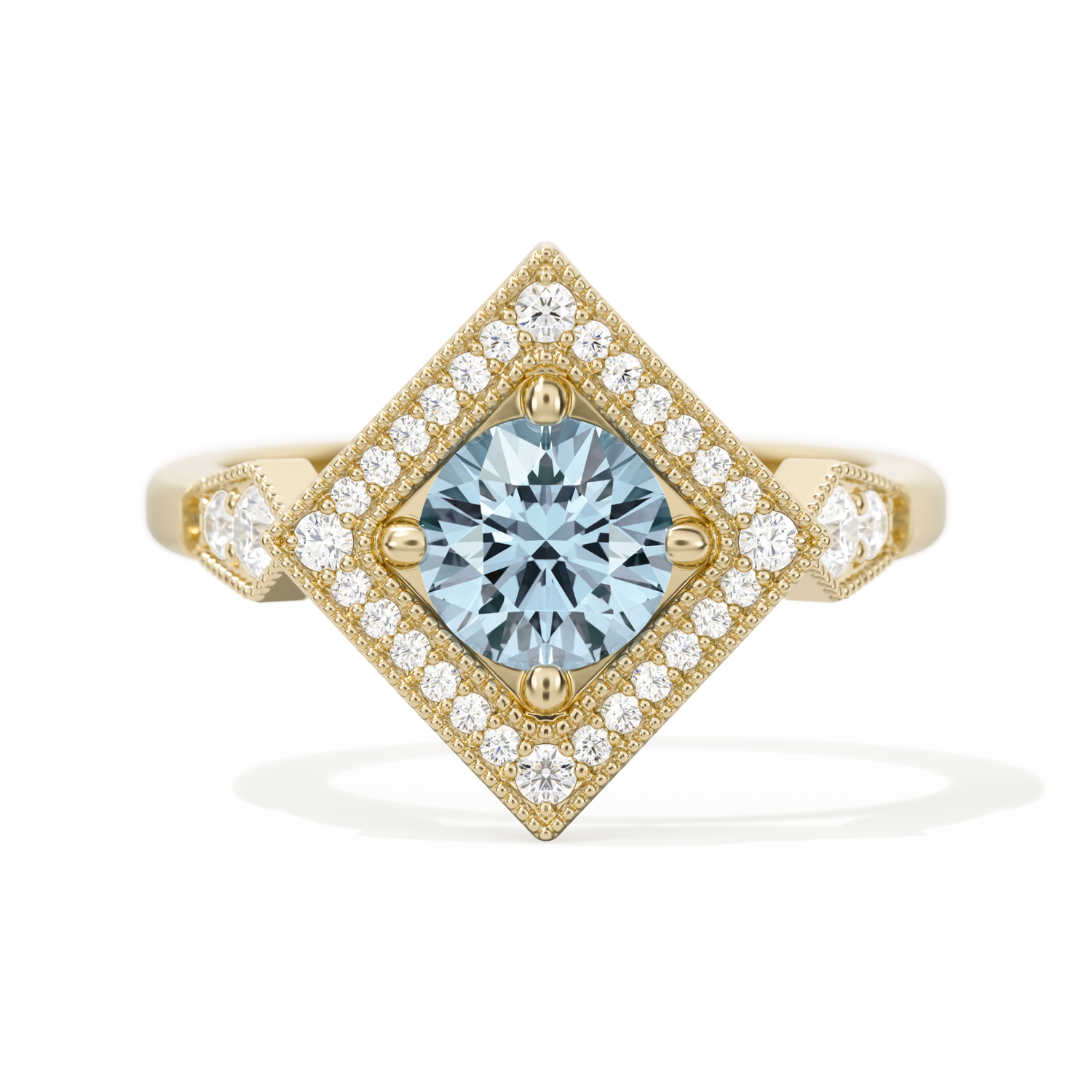 Diamond Shape Halo Round