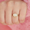 Custom East West Oval Diamond Ring w/ Milgrain Border & Hand Engraved Basket
