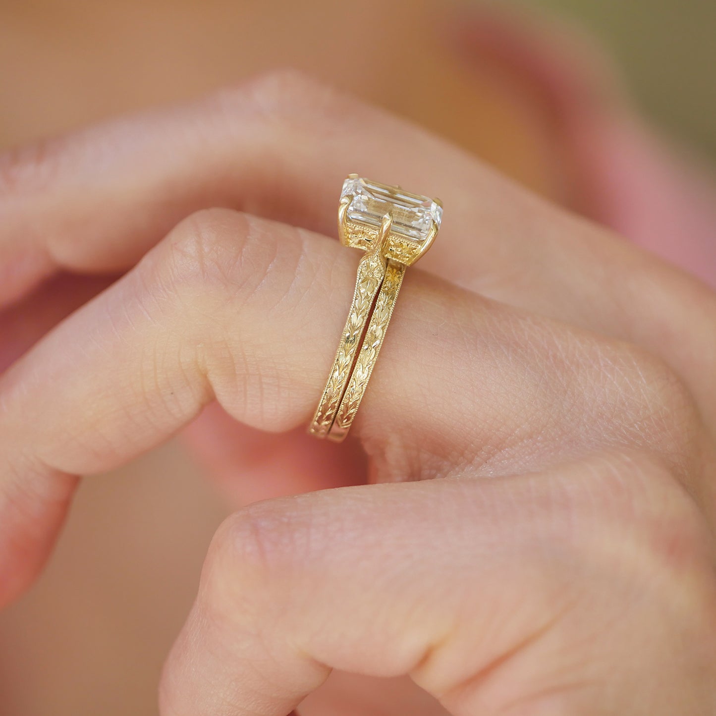 Moonflower Asscher Cut Diamond Ring
