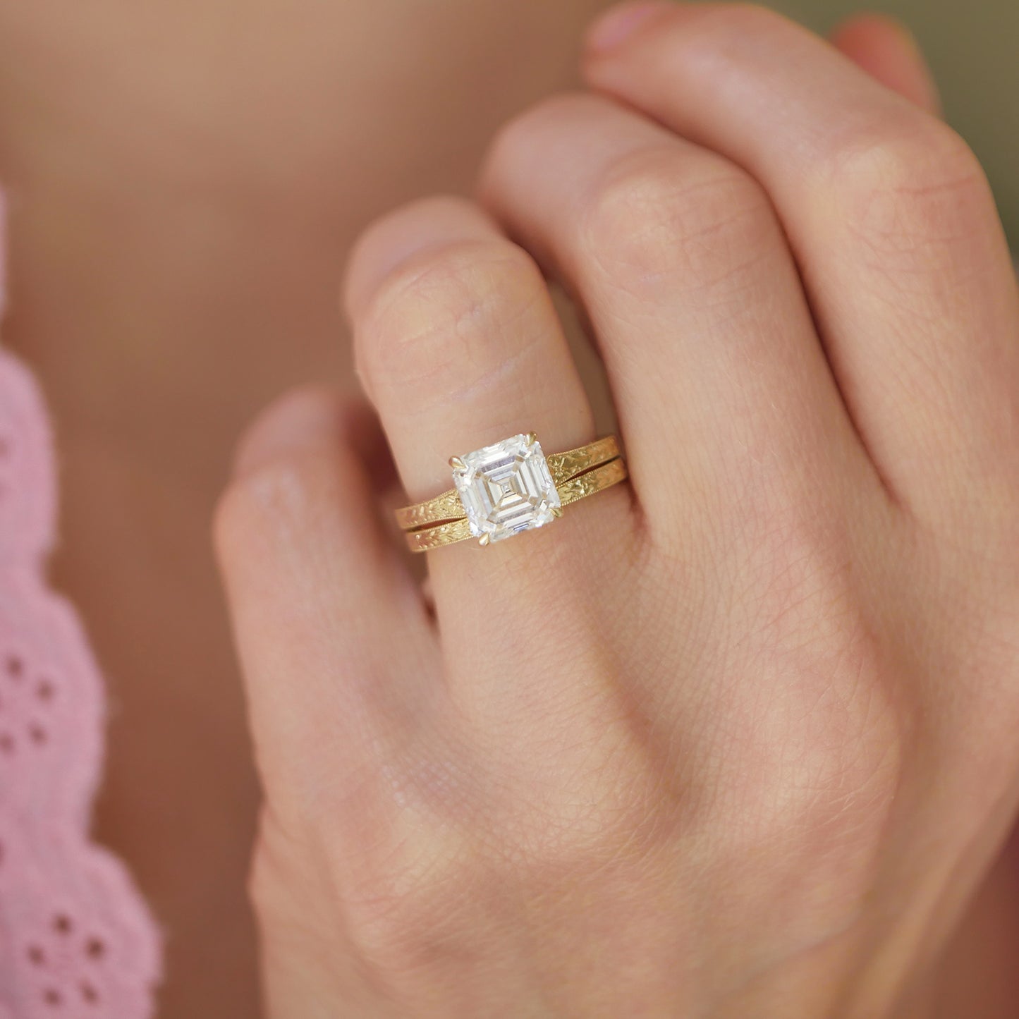 Moonflower Asscher Cut Diamond Ring