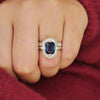 Ceylon Sapphire Deco Emerald Cut Diamond Mosaic Ring
