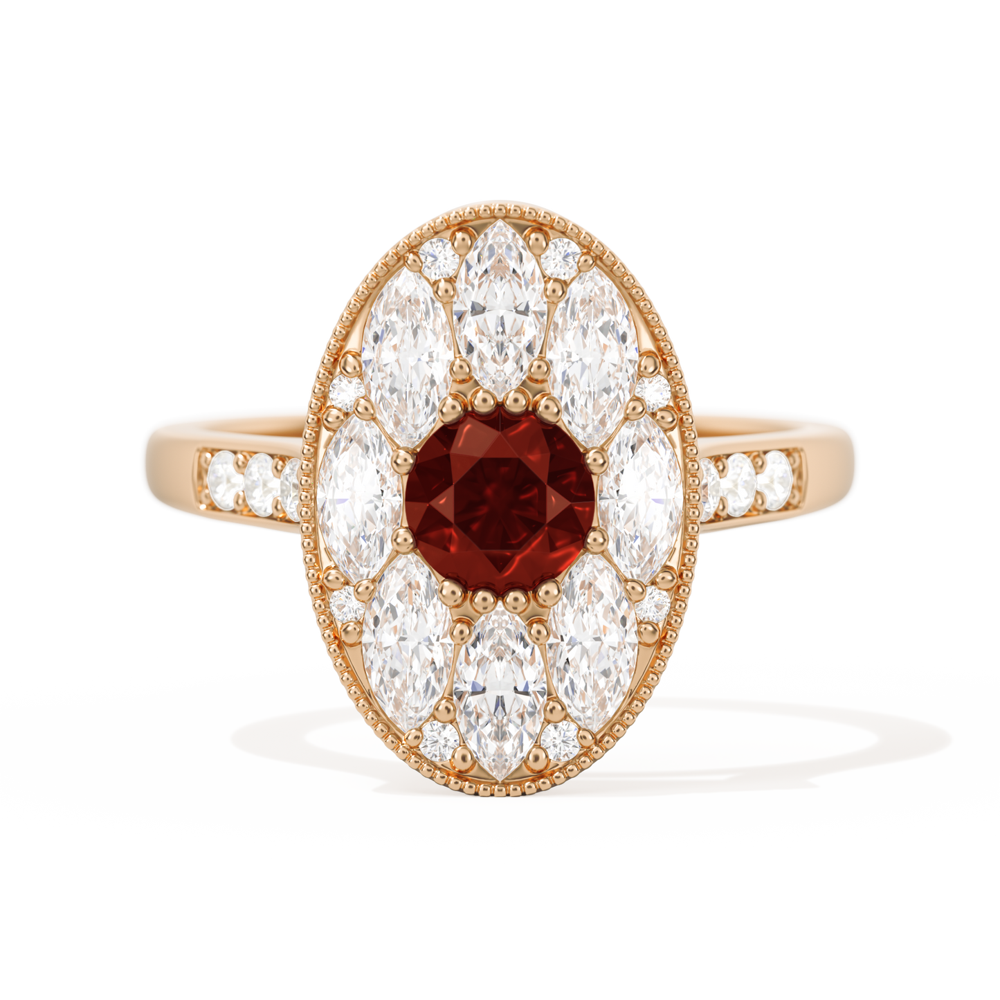 Round with Feather Marquise