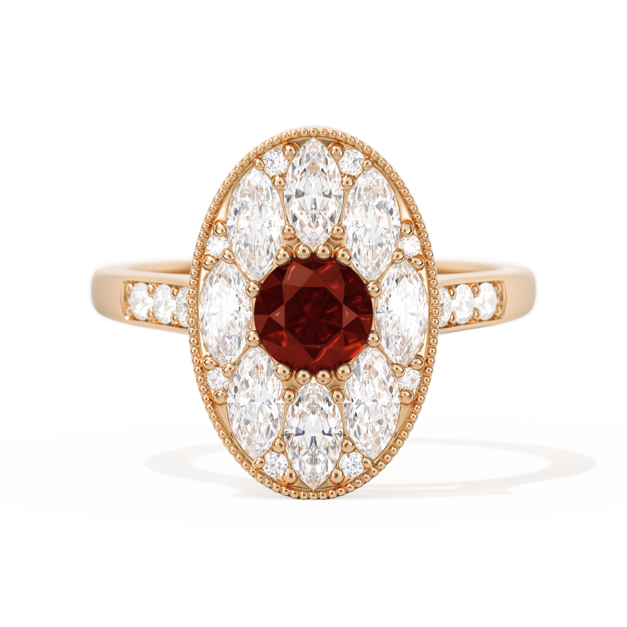 Round with Feather Marquise