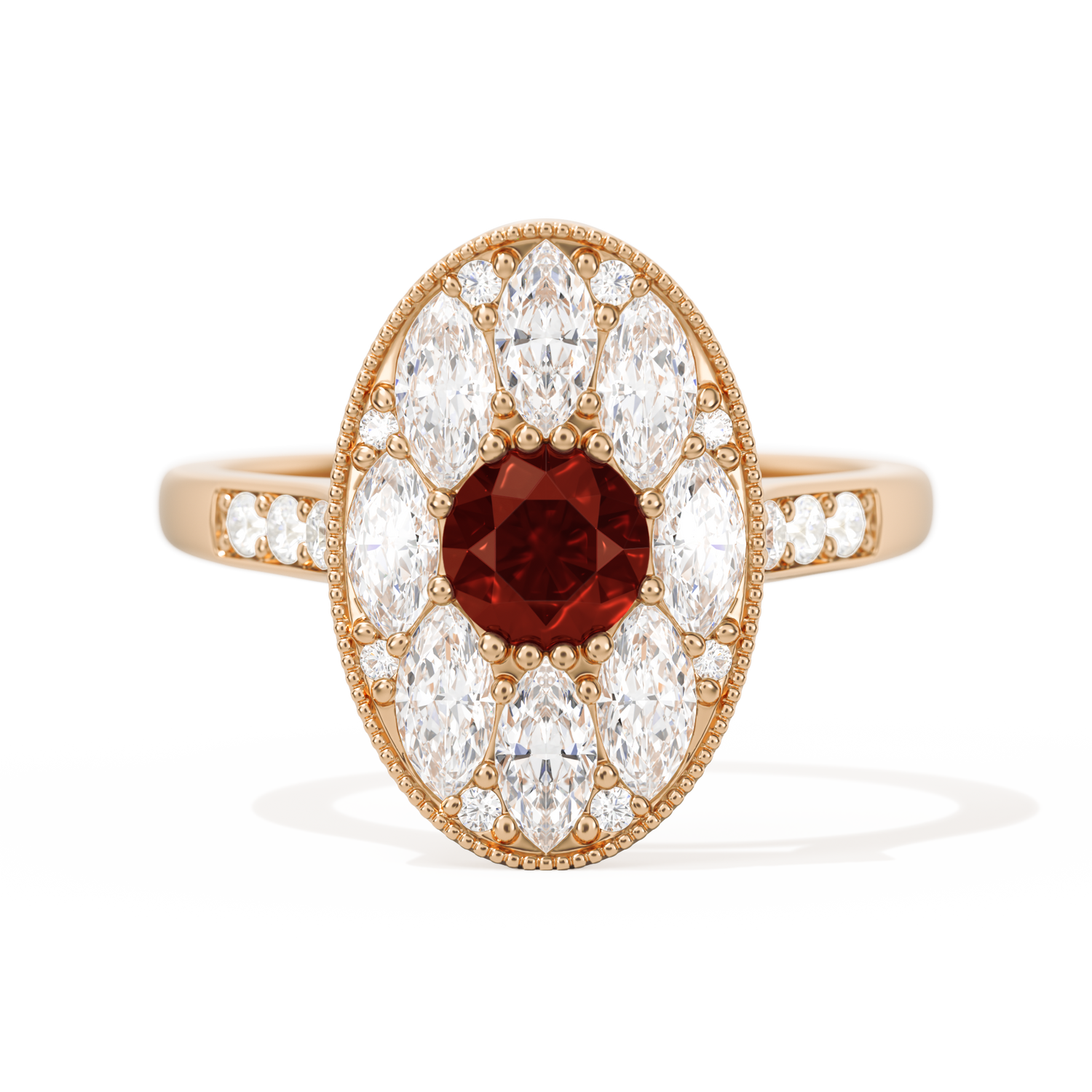 Round with Feather Marquise