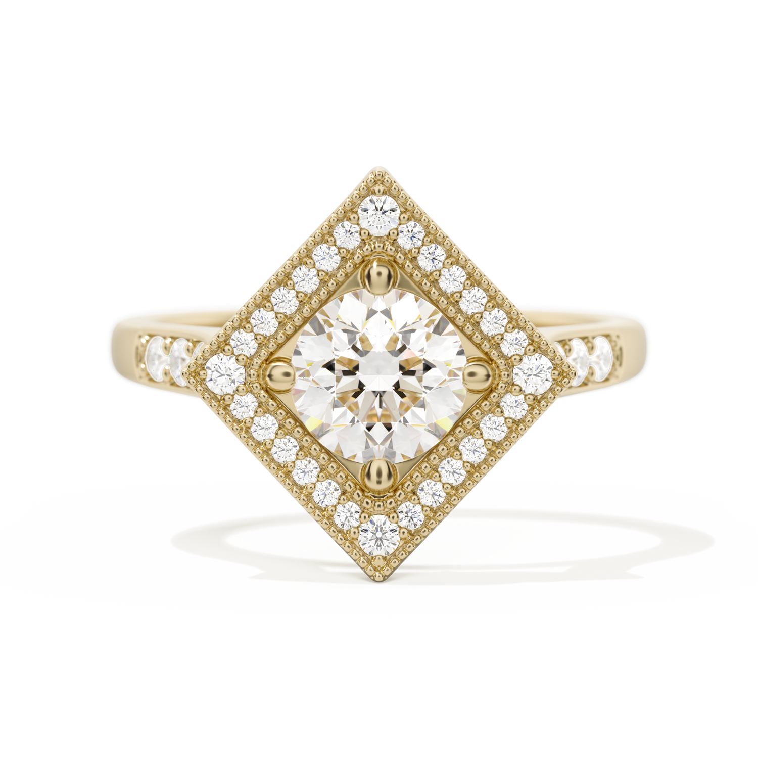 Diamond Shape Halo Round