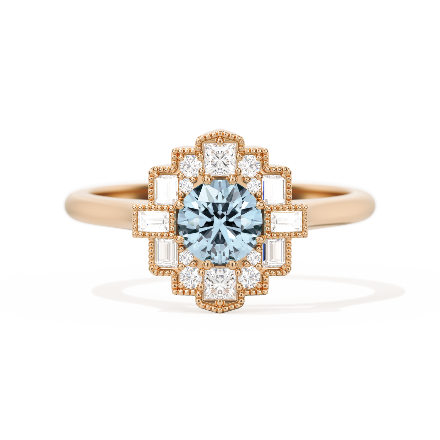 Square Deco with Round Brilliant Cut