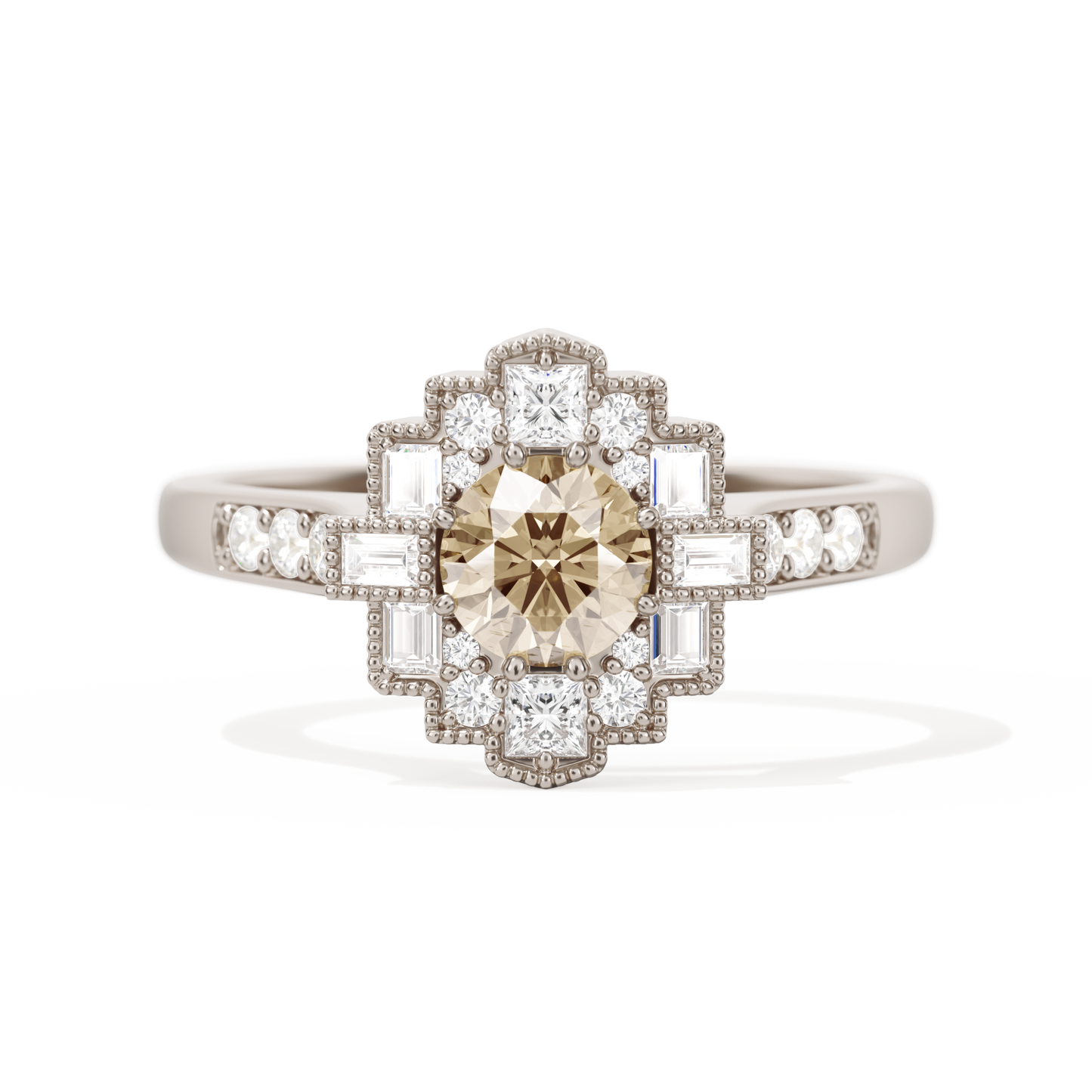 Square Deco with Round Brilliant Cut