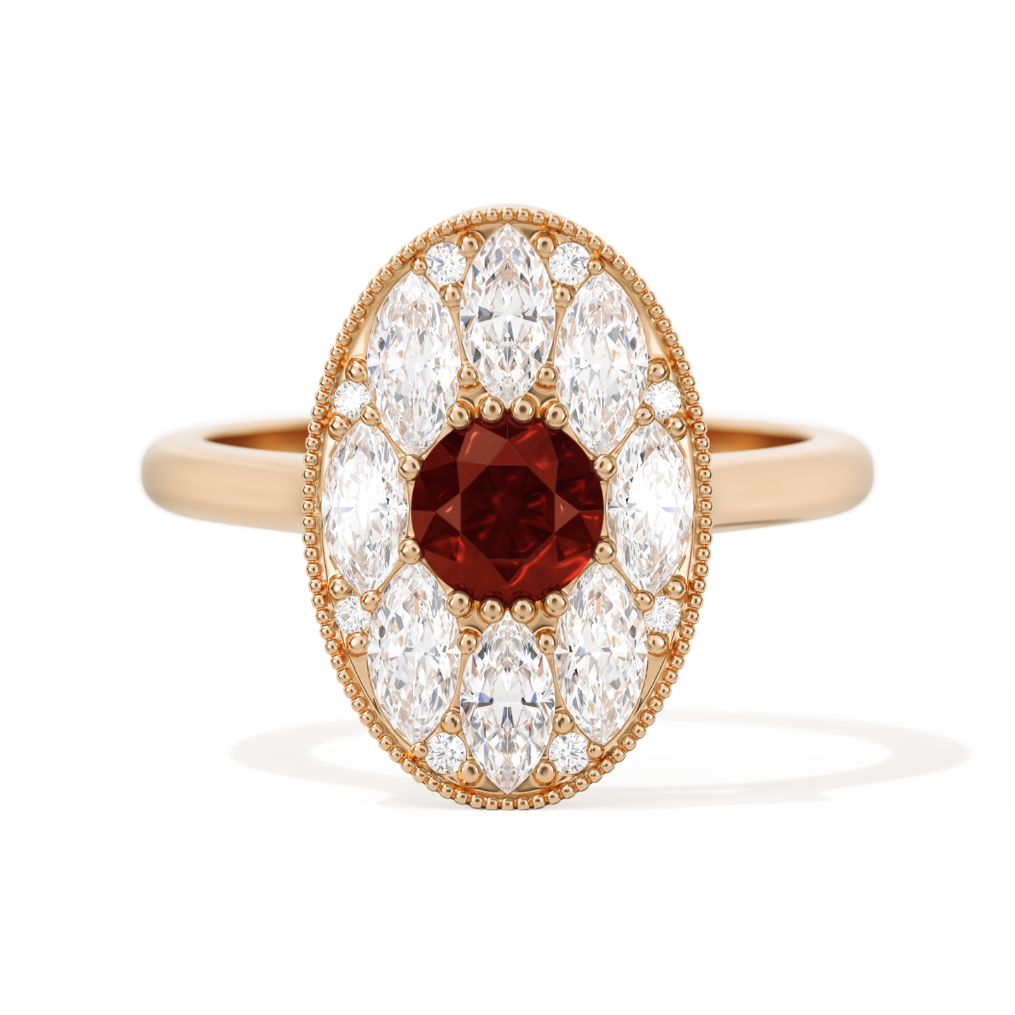 Round with Feather Marquise