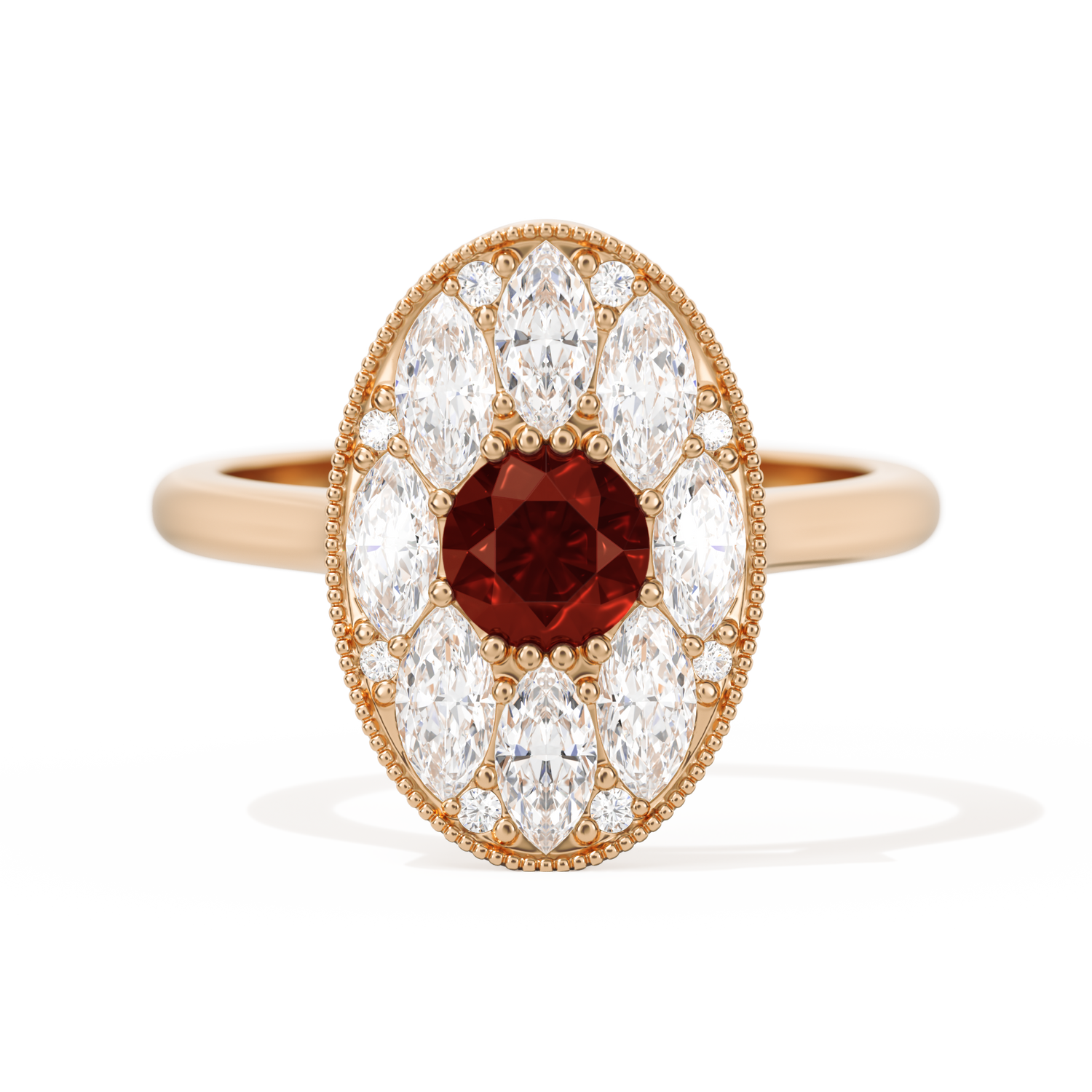 Round with Feather Marquise