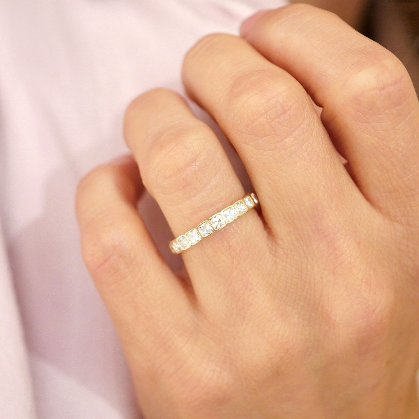 French Cut Diamond Bezel Band