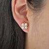 Large Deco Pearl & Diamond Bridal Stud Earrings