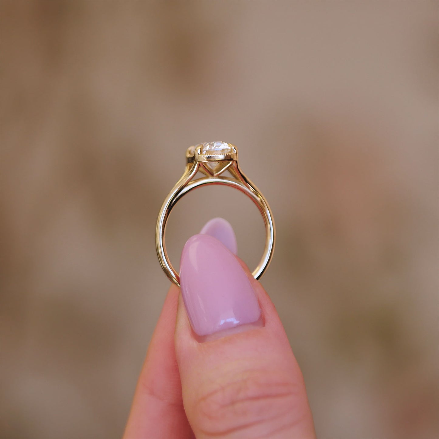 Split Shank Oval Diamond Solitaire Ring