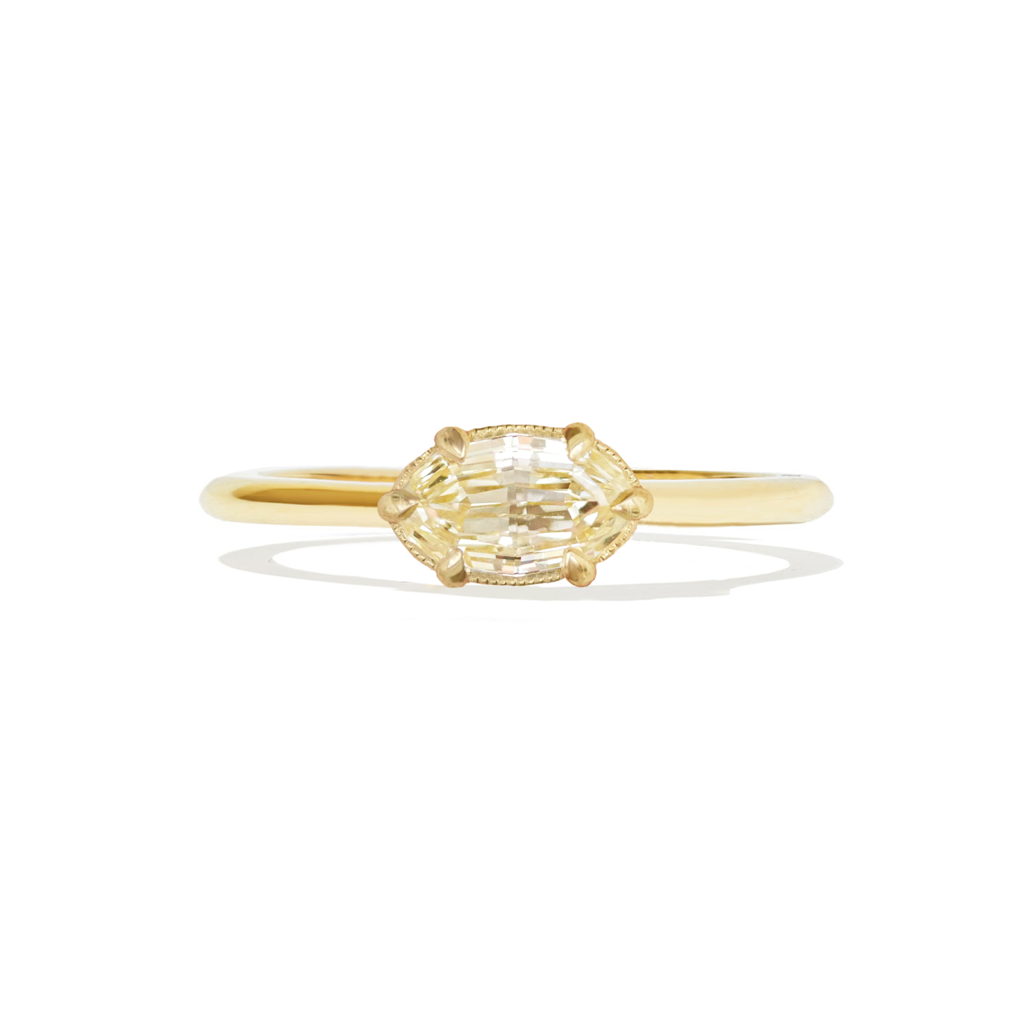 Yellow East West Scissor Oval Solitaire Ring