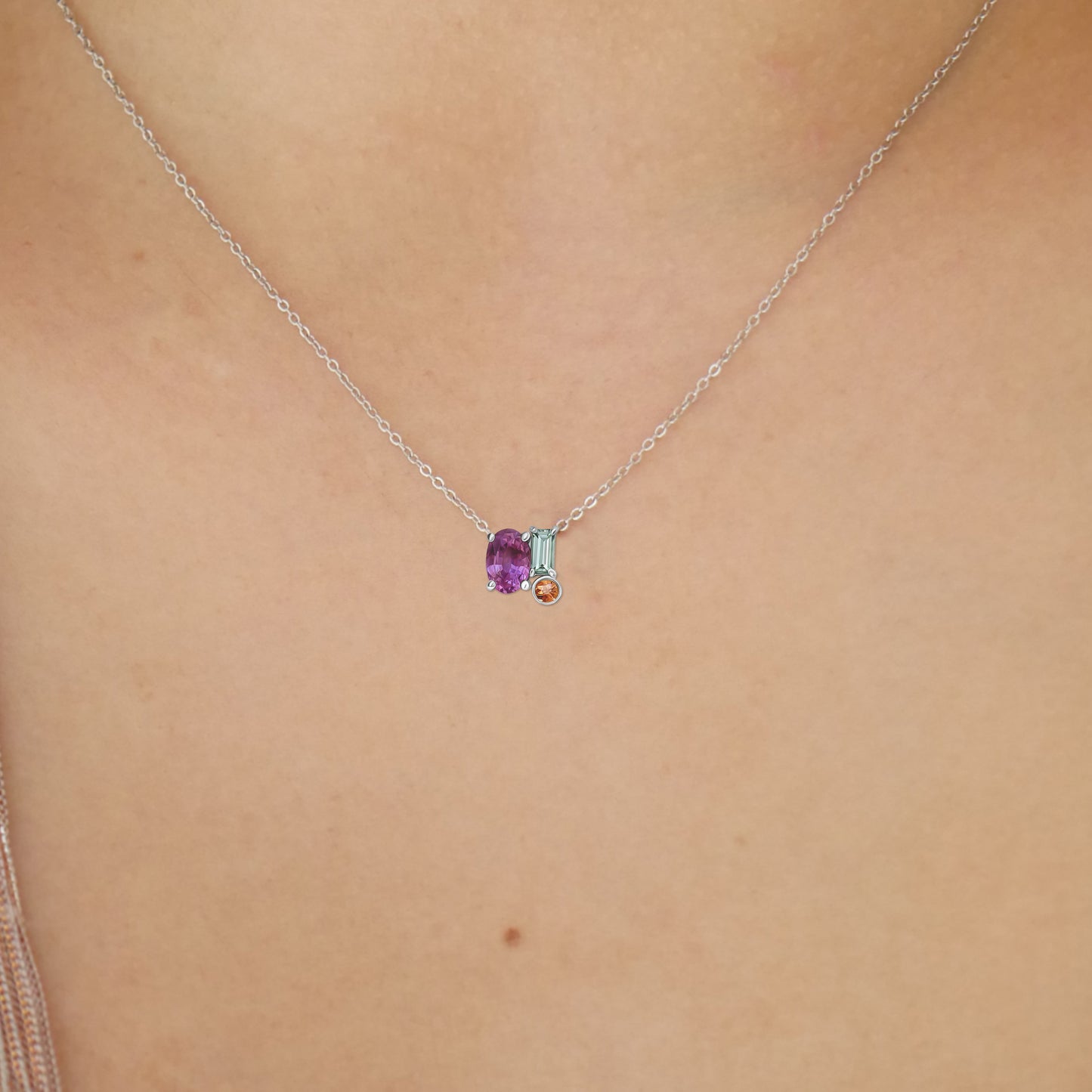 Pink Sapphire Confetti Pendant