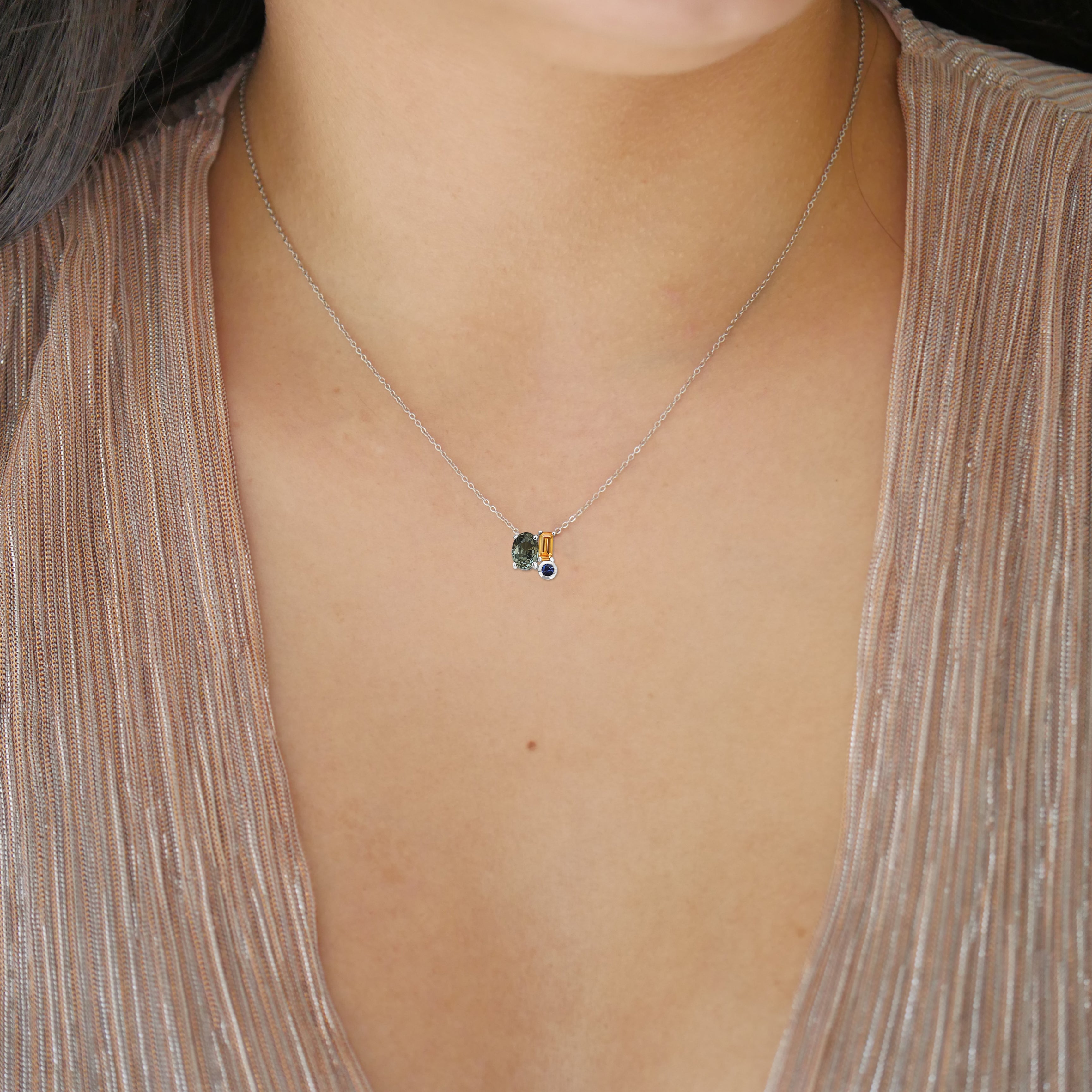 Sage Green Sapphire Confetti Pendant