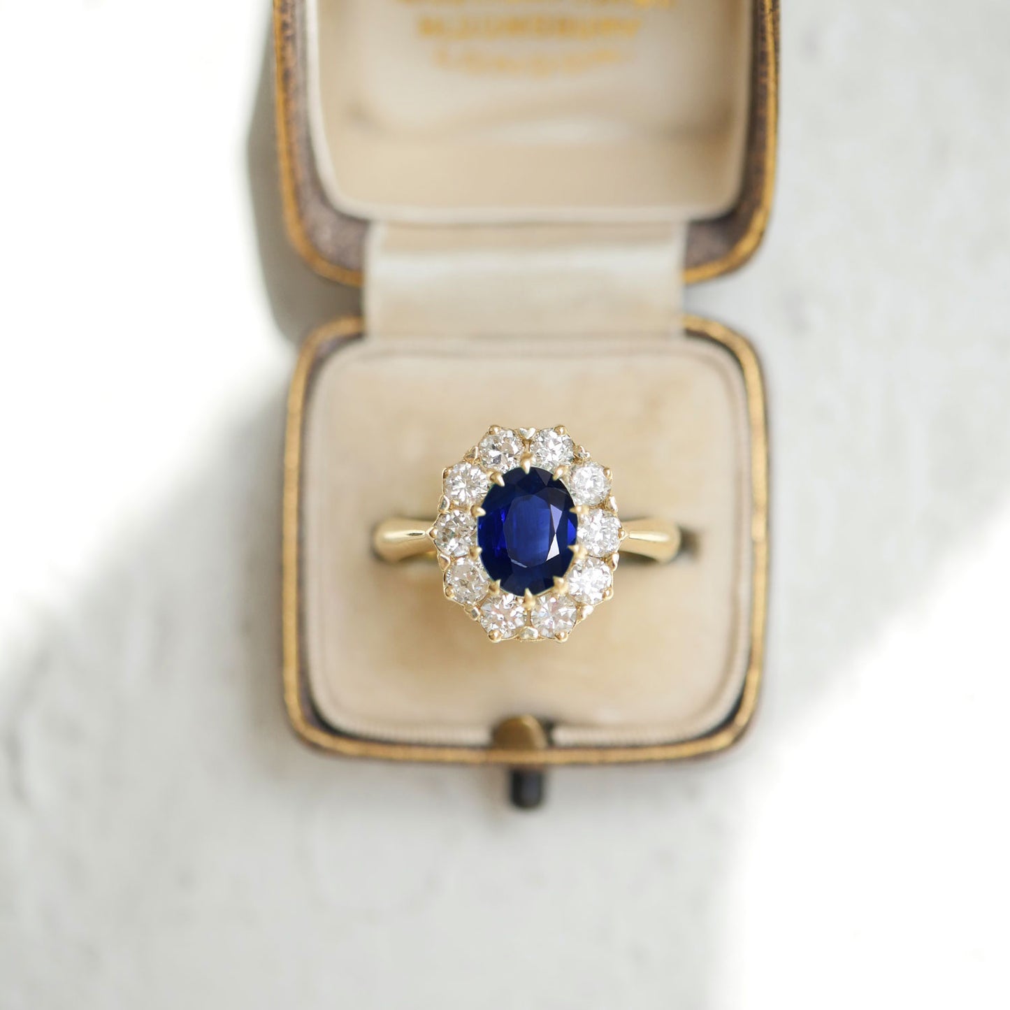 Sapphire & Old European Cut Diamond Cluster Ring