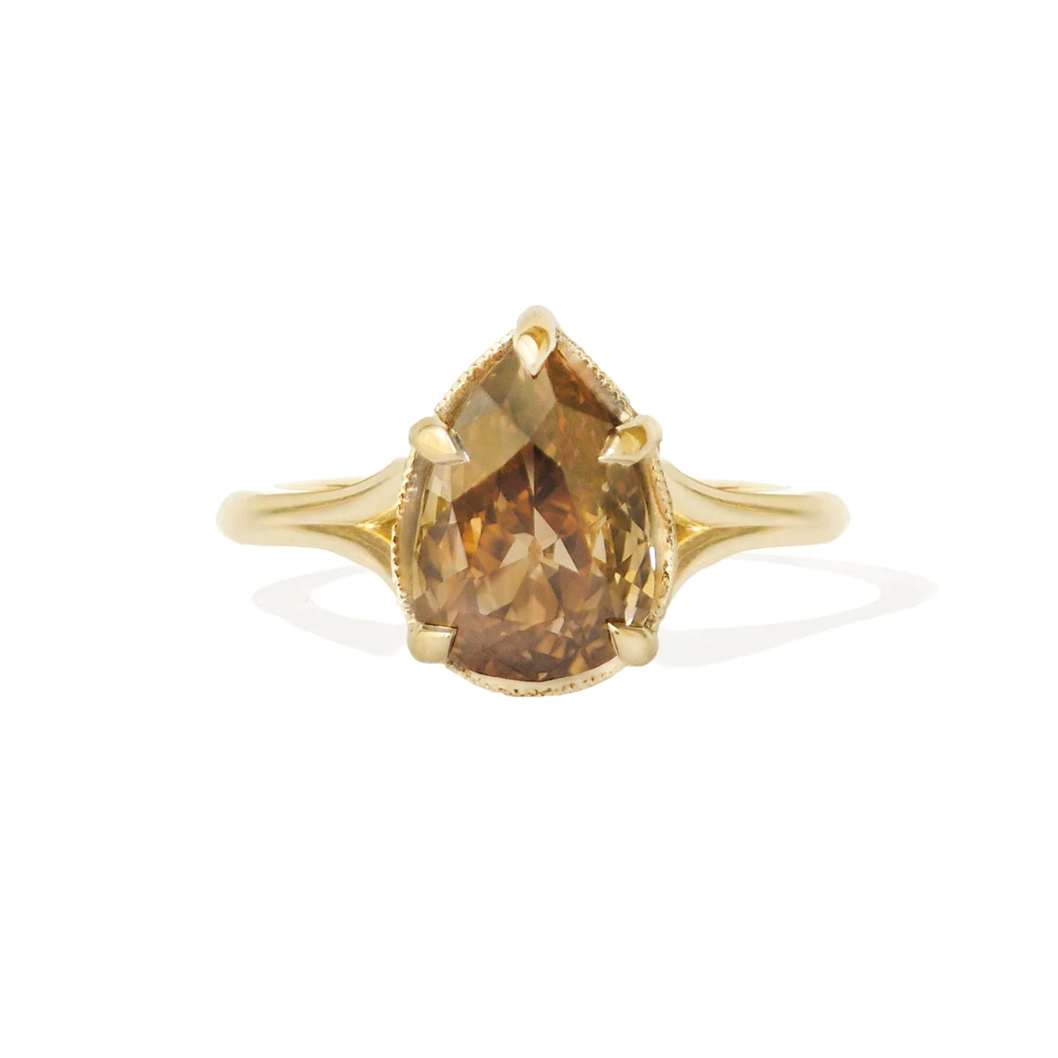 Split Shank Chocolate Pear Diamond Solitaire