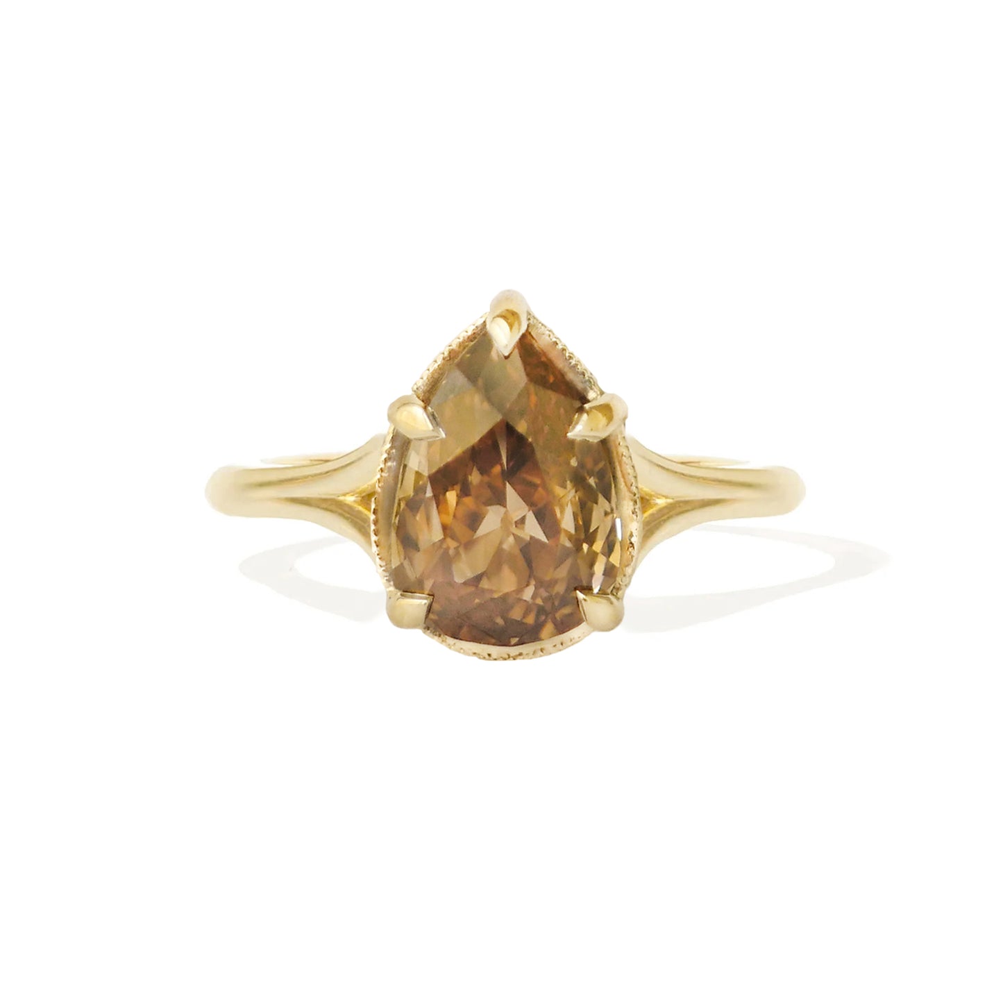 Split Shank Chocolate Pear Diamond Solitaire