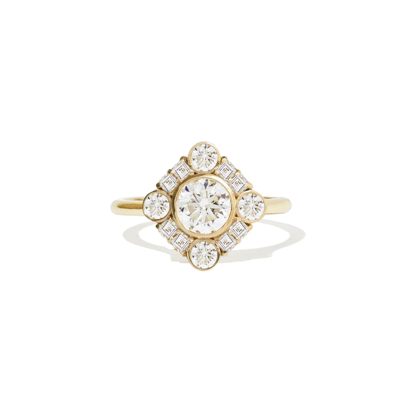 Round Bezel Diamond Mosaic Ring