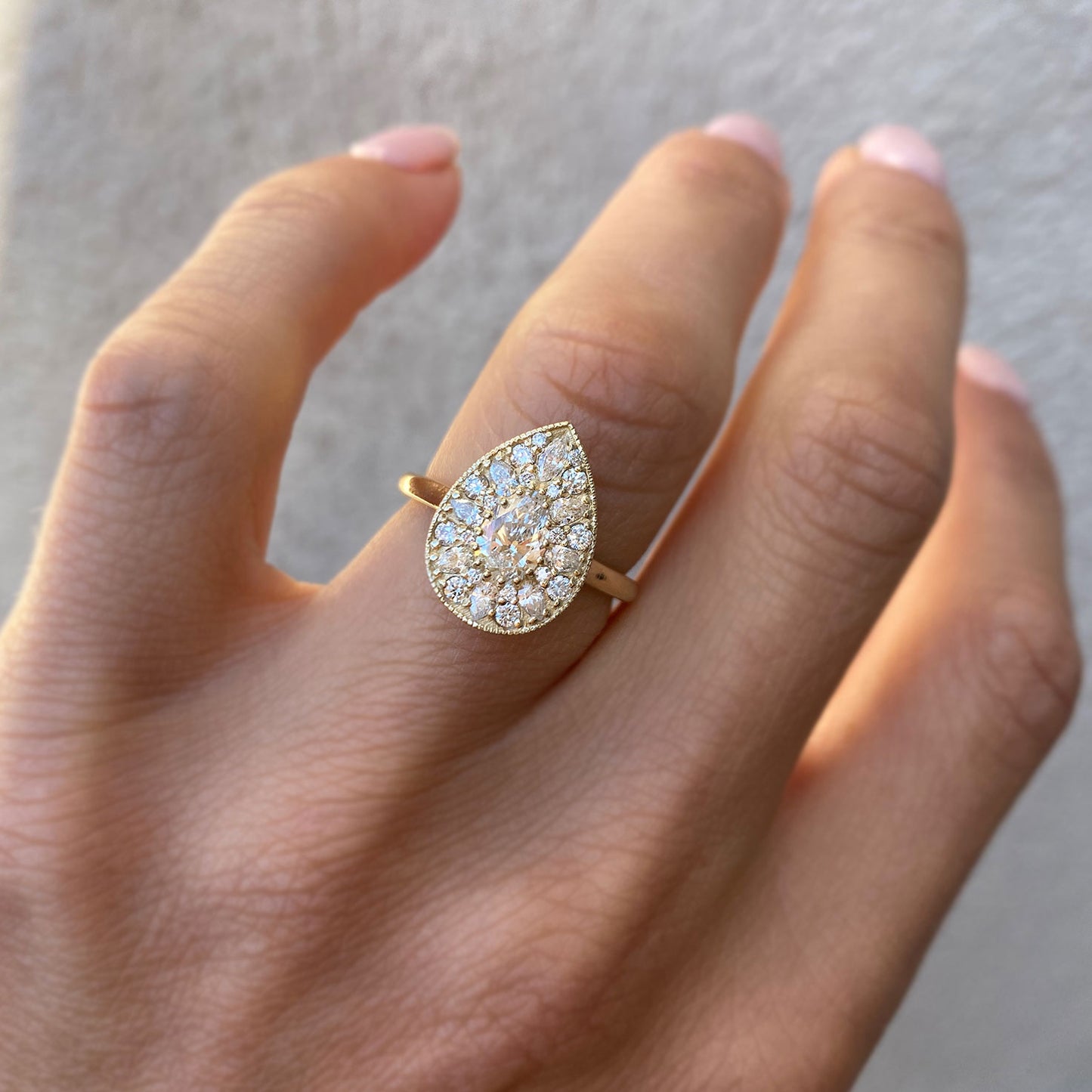 Pear-Shape Brilliant Cut Diamond Mosaic Ring