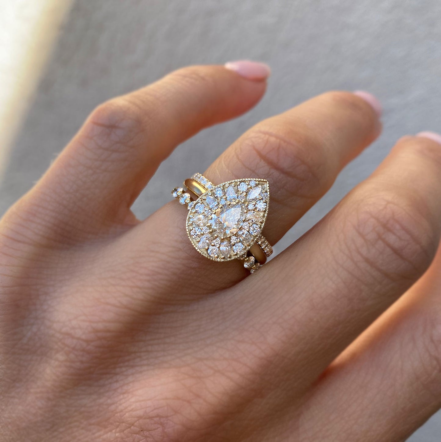 Pear-Shape Brilliant Cut Diamond Mosaic Ring