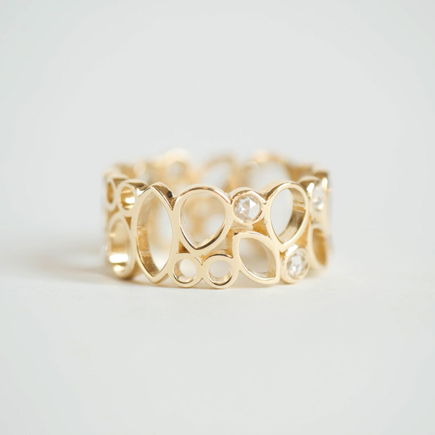 Wide Oval Rose Cut Diamond Multi Shape Ring
