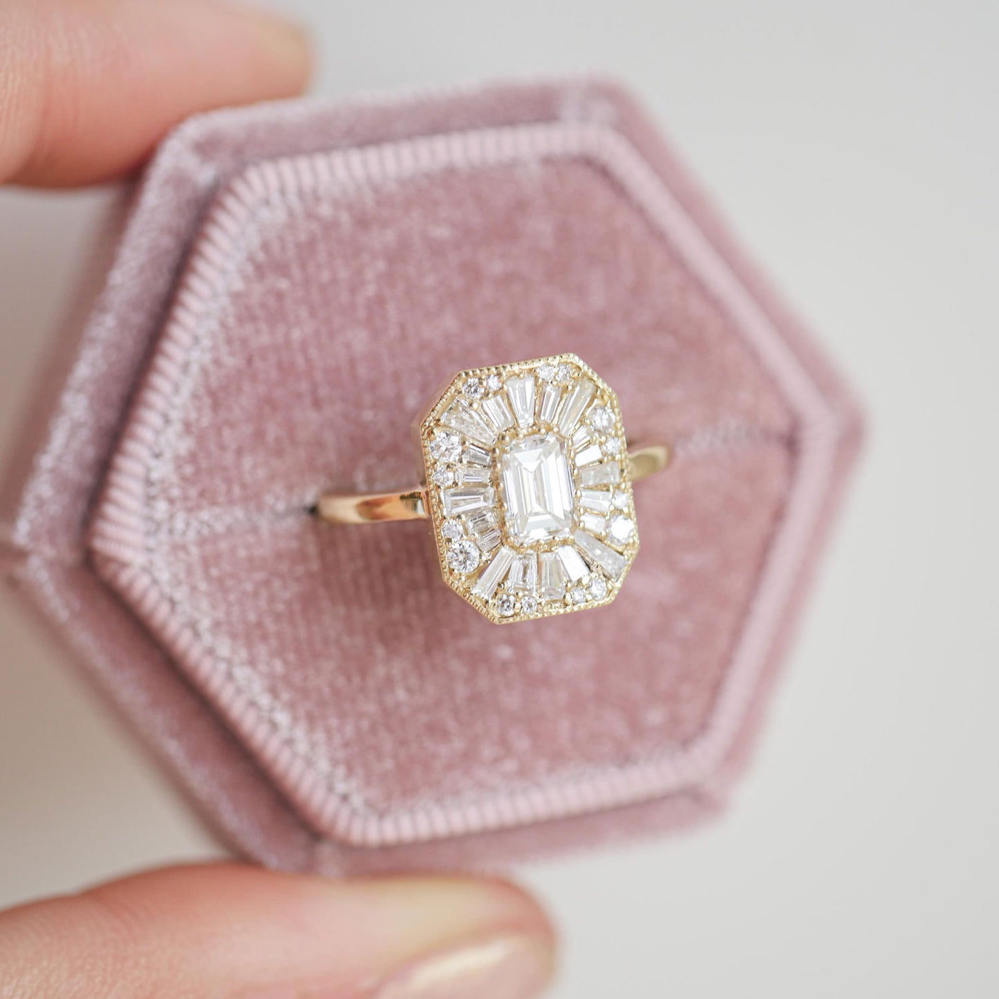 Emerald Cut Ballerina Diamond Mosaic Ring