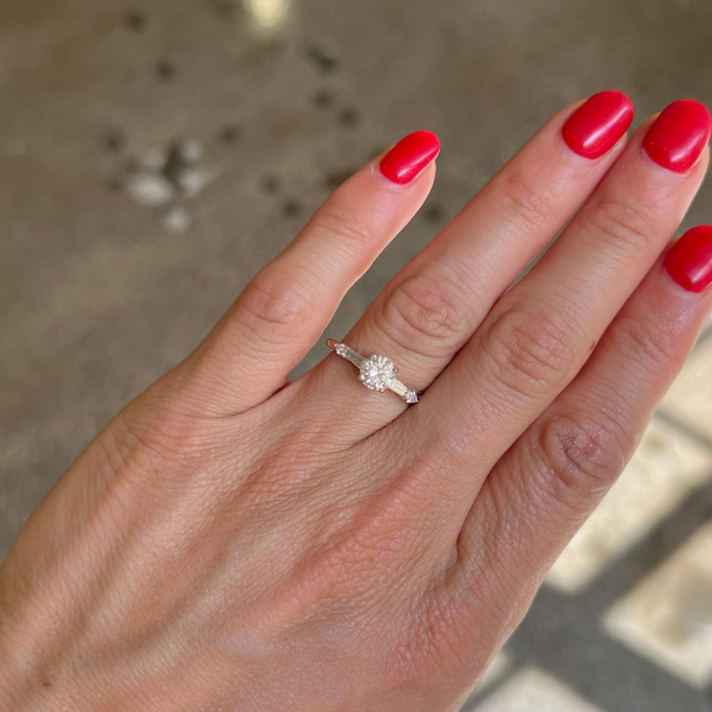 Round Baguette & Pear Diamond Ring