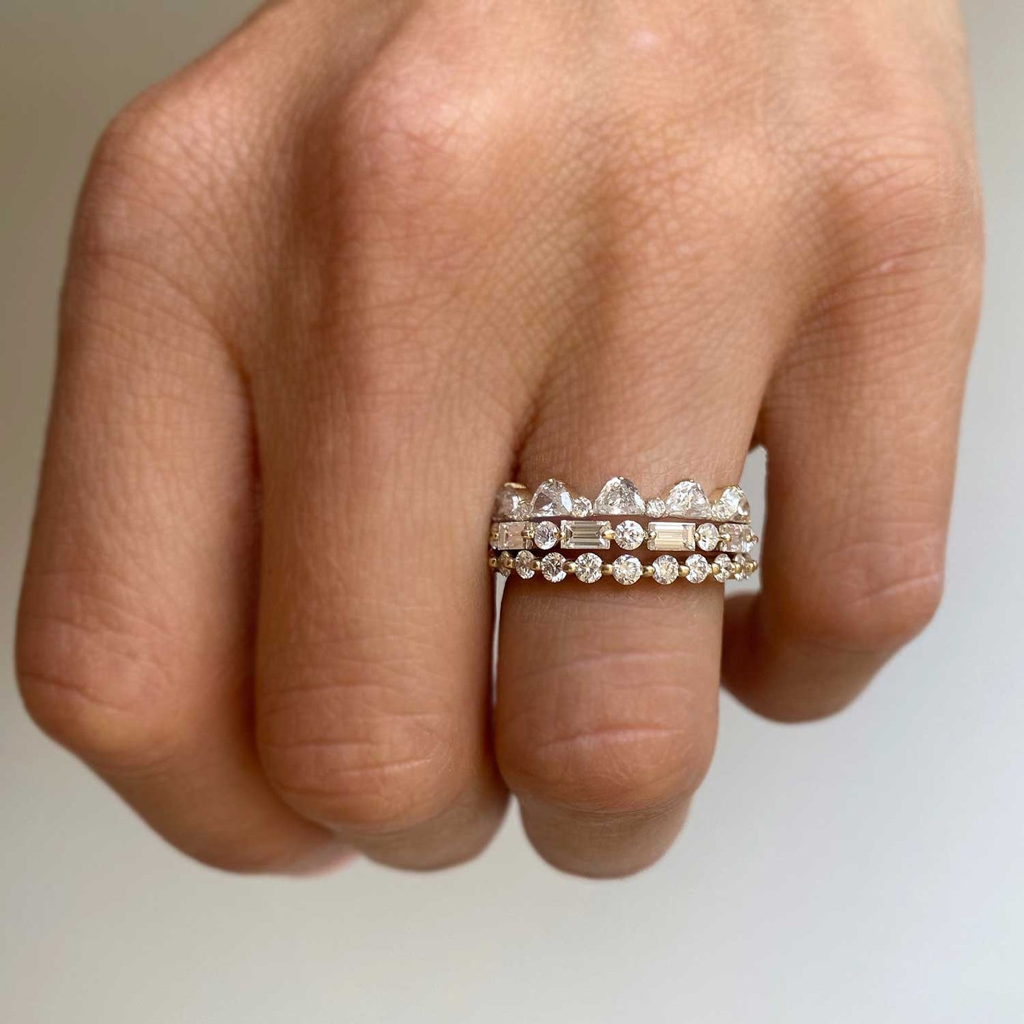 Floating Baguette & Round Diamond Ring