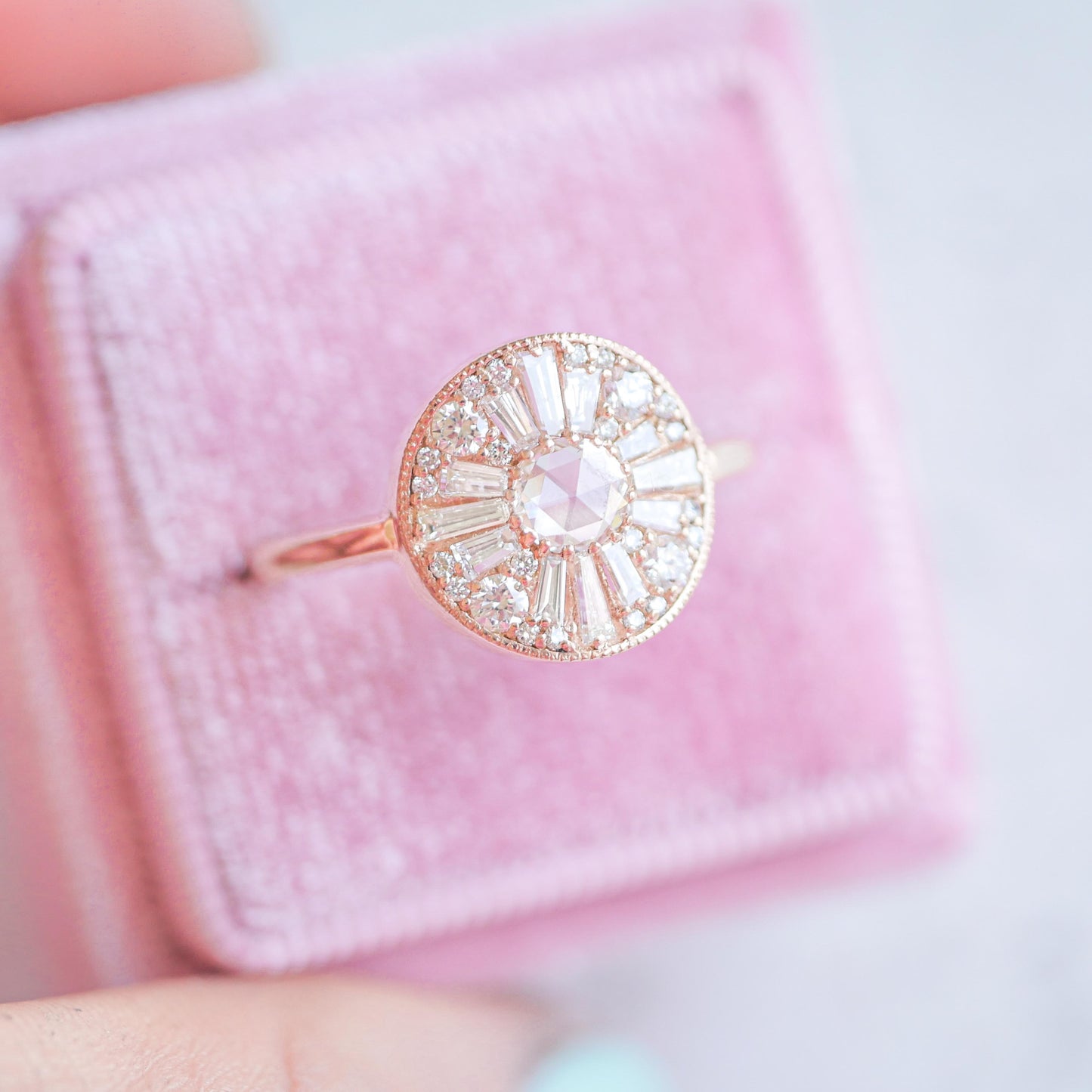 Round Shape Rose Cut Diamond Mosaic Ring