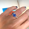 Round Blue Sapphire & Diamond Cluster Mosaic Engagement Ring