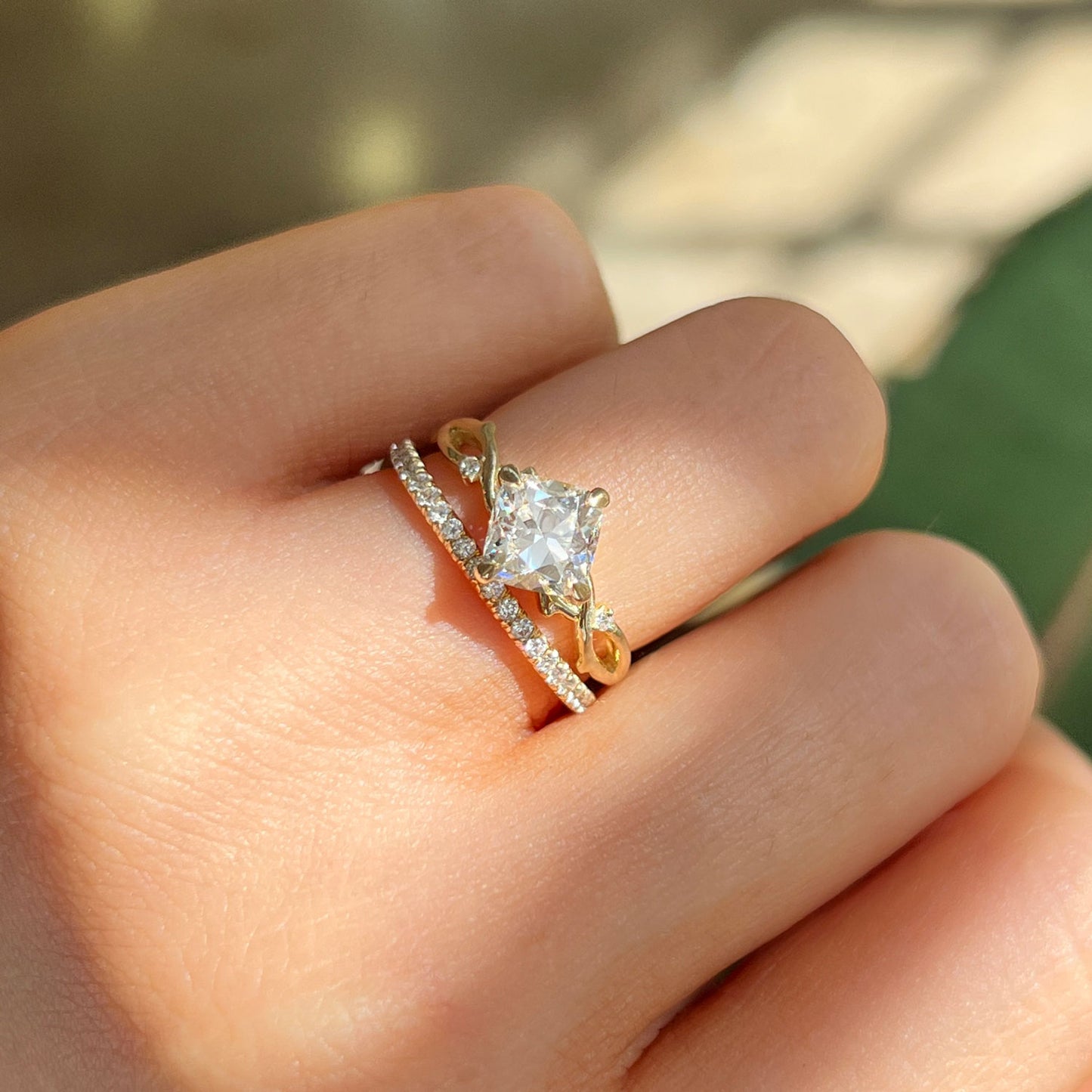 Antique Cushion Vine Ring