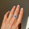East West Oval Rose Cut Ring with 3/4 diamond pattern & Cylon Sapphires