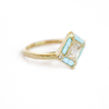 Rose Cut Kite Shaped Diamond Ring with Turquoise Halo