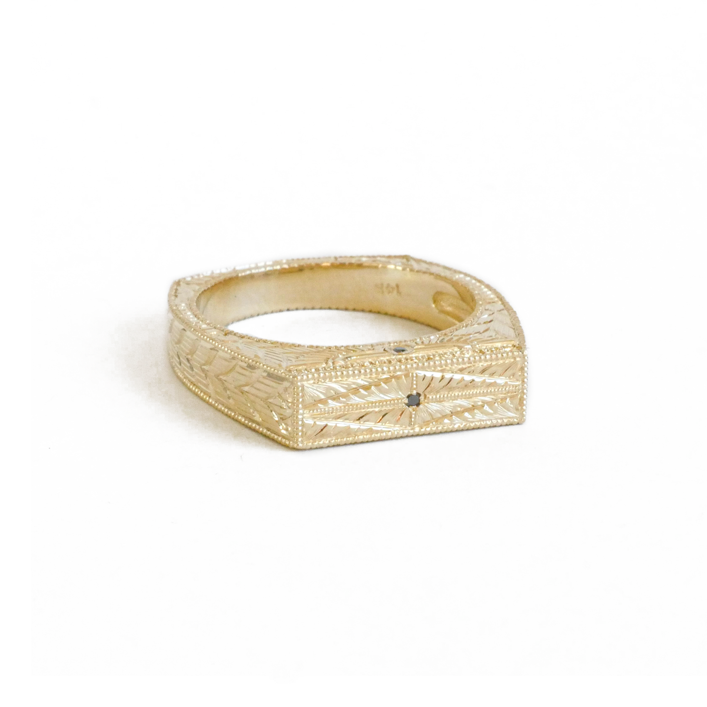 Art Deco Men's Eagle Engraved Gold Ring