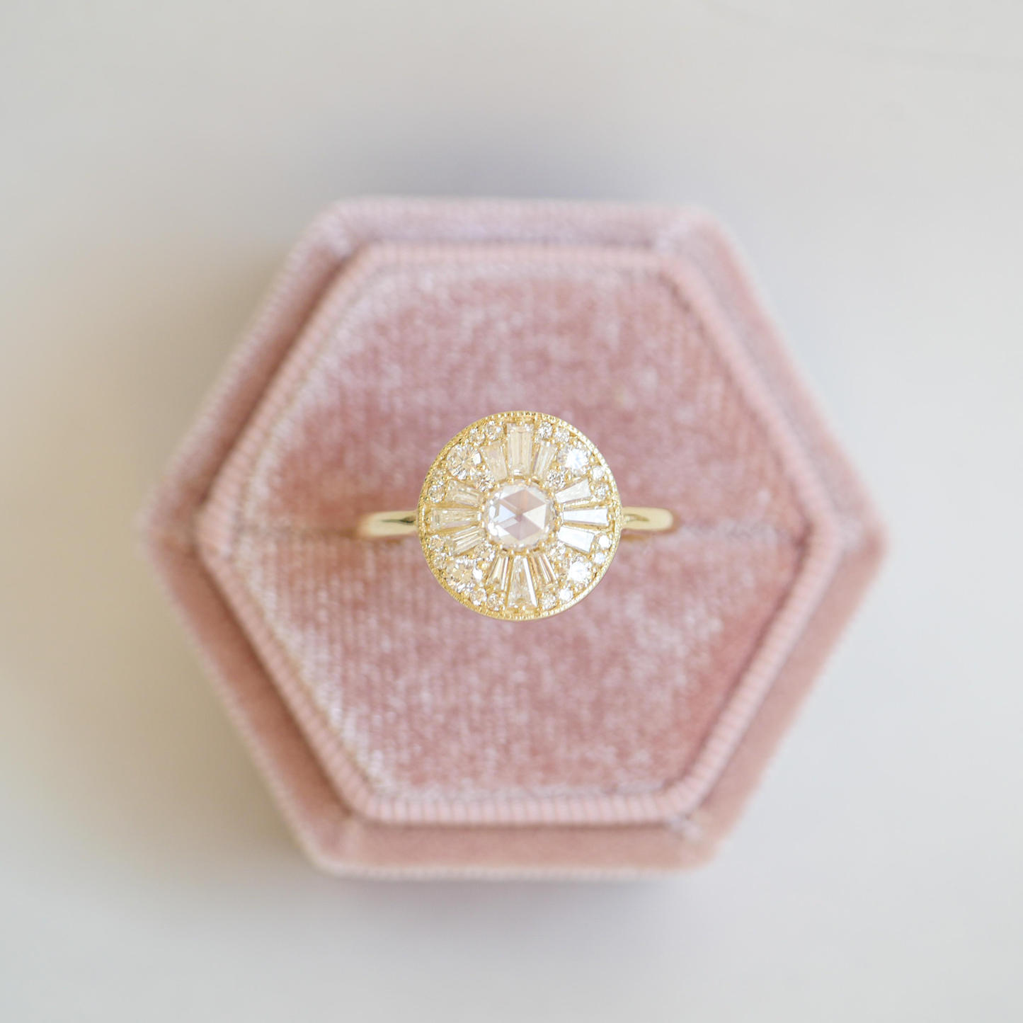 Round Shape Rose Cut Diamond Mosaic Ring