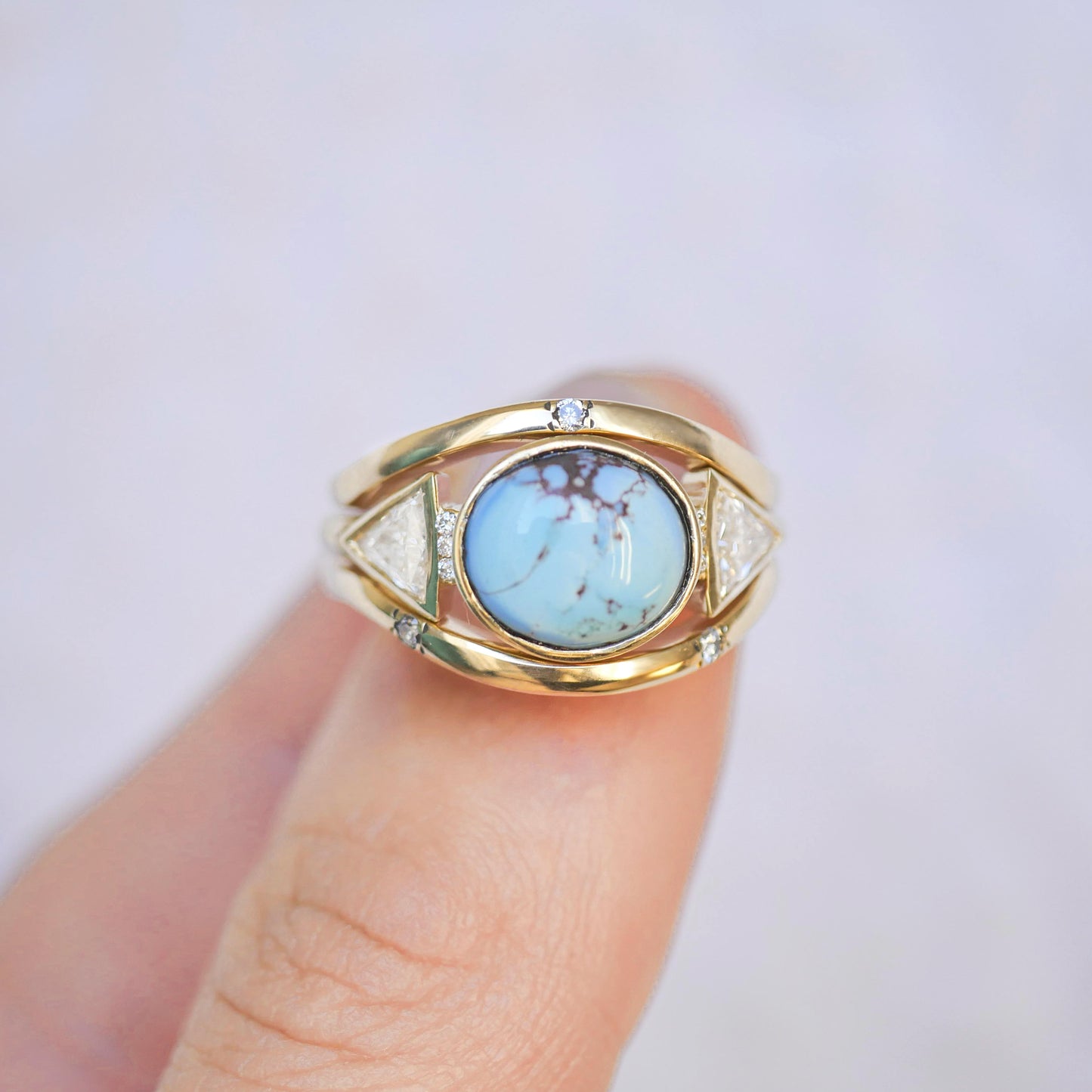 Turquoise & Diamond Stacking Ring Set