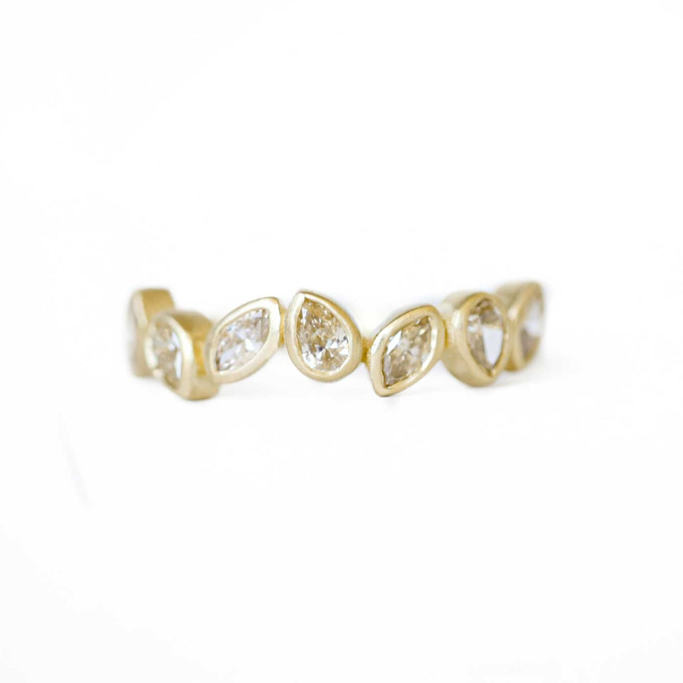 Falling Leaves Champagne Diamond Bezel Ring
