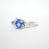 Round Blue Sapphire & Diamond Cluster Mosaic Engagement Ring