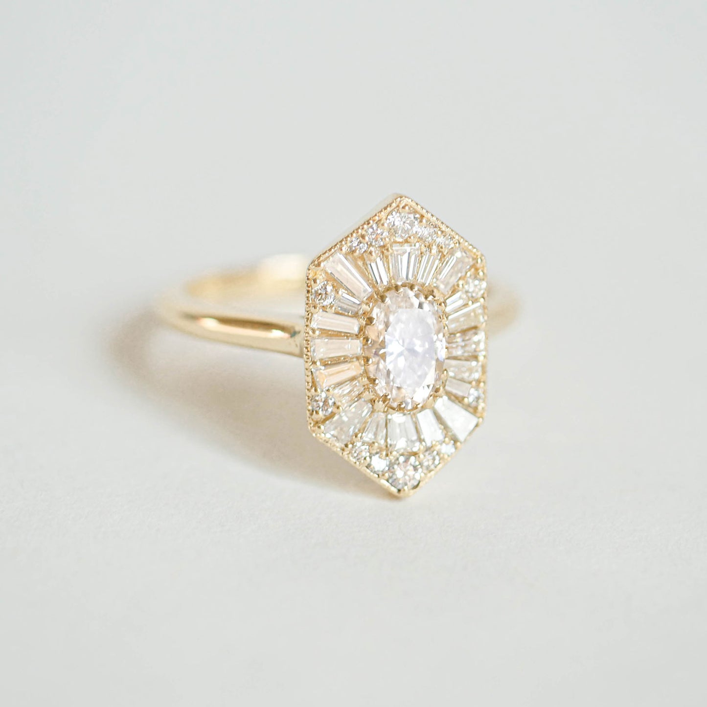Elongated Hexagon Oval Ballerina Diamond Mosaic Ring