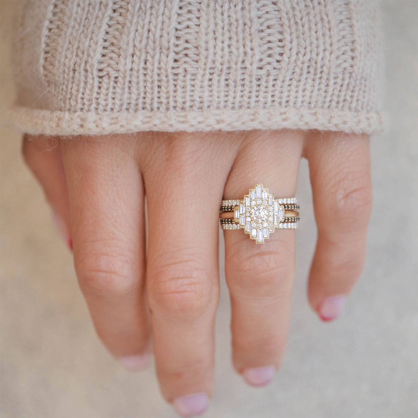 Deco Empire Baguette & Round Brilliant Diamond Mosaic Ring
