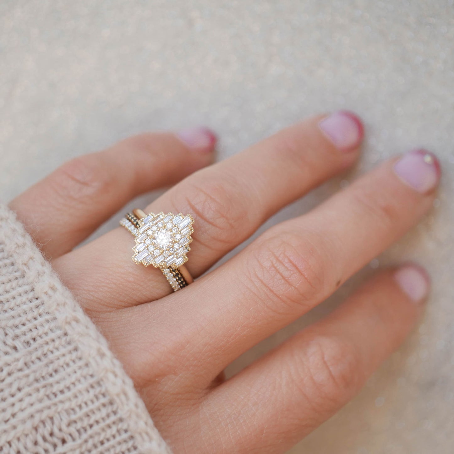 Deco Empire Baguette & Round Brilliant Diamond Mosaic Ring