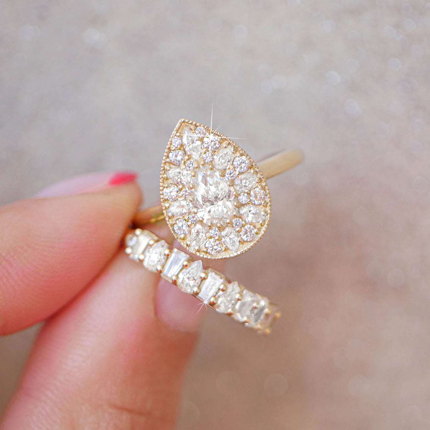 Pear-Shape Brilliant Cut Diamond Mosaic Ring