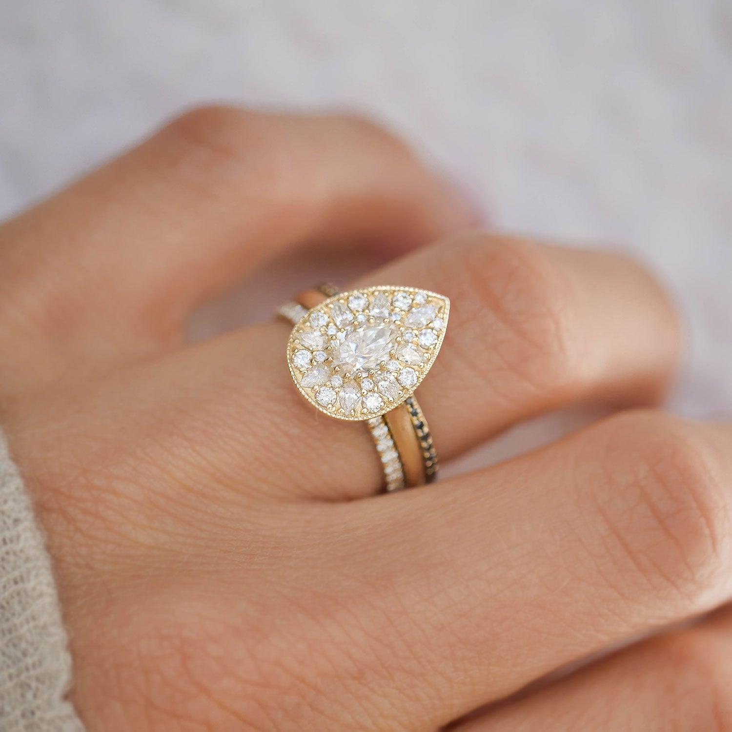 Pear-Shape Brilliant Cut Diamond Mosaic Ring