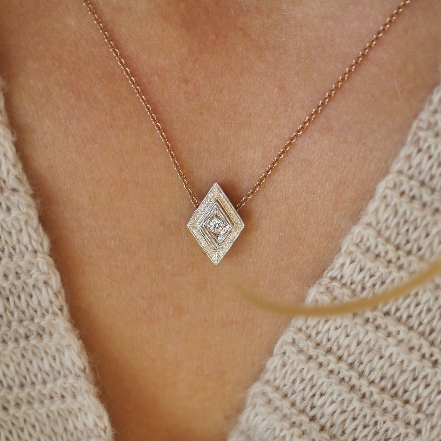 Engraved Diamond Pendant