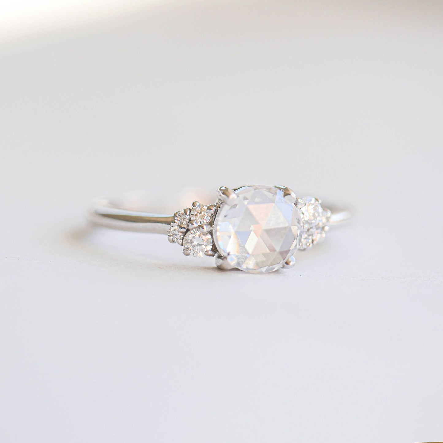 Rose Cut Diamond Cluster Engagement Ring