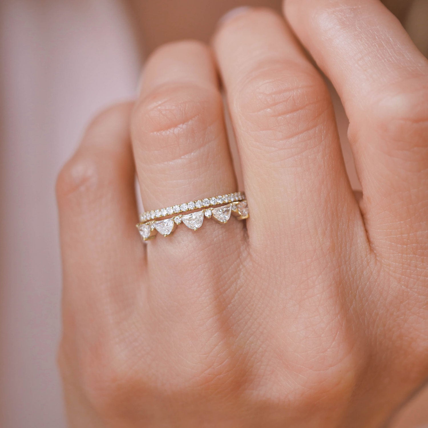 Delicate French Pavé Eternity Diamond Wedding Ring